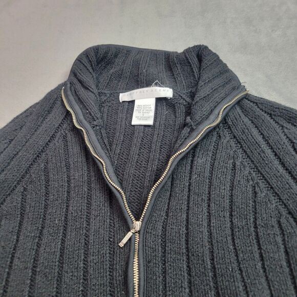 Geoffrey Beene Womens Small Cardigan Sweater Black Long Sleeve Zip Front Ribbed - Picture 5 of 12